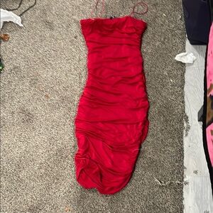 Elegant Red Ruched Dress